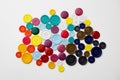 Assortment of colorful buttons on white background Royalty Free Stock Photo