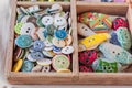 Assortment of colorful ceramic buttons for making handmade accesories Royalty Free Stock Photo