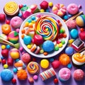 Assortment of Colorful Festive Sweets and Candy