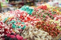 Assortment colorful gummy candies at market Royalty Free Stock Photo