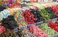 Assortment colorful gummy candies.