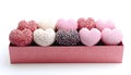 Assortment of colorful heart shaped candies in a decorative box Royalty Free Stock Photo