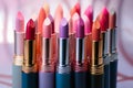 Assortment of colorful lipsticks, make-up concept Royalty Free Stock Photo