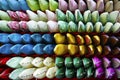 Assortment of colorful moroccan slippers shoes Royalty Free Stock Photo