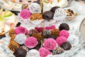 Assortment of colorful petit fours for event or wedding reception Royalty Free Stock Photo