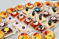 Assortment of colorful petit fours for event or wedding reception  - selective focus Royalty Free Stock Photo
