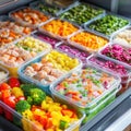Assortment of colorful vegetables in a display case Royalty Free Stock Photo