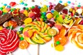 An assortment of colourful, festive sweets, ice-cream and candy in a panoramic orientation Royalty Free Stock Photo