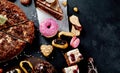 Assortment of confectionery, different types desserts Royalty Free Stock Photo
