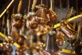 Assortment of copper cezve for making Turkish coffee Royalty Free Stock Photo