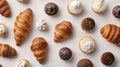 Assortment of Croissants, Cupcakes, and Whipped Cream Pastries Royalty Free Stock Photo