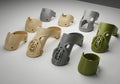 Assortment 3 d printed protective masks Royalty Free Stock Photo