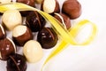 Assortment of dark and white chocolate candies Royalty Free Stock Photo