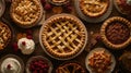 Assortment of Delicious Pies on a Rustic Wooden Table Royalty Free Stock Photo