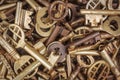 Assortment of different antique keys Royalty Free Stock Photo