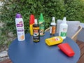 Nidri, Lefkada, Greece July 14th 2025 - Assortment of bug sprays Royalty Free Stock Photo
