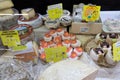 Assortment of different cheeses for sale at an hypermarket in France