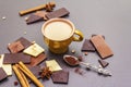 Assortment of different chocolate types and coffee Royalty Free Stock Photo