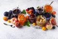 Assortment of different jams in jars Royalty Free Stock Photo