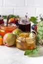 Assortment of different jams in jars Royalty Free Stock Photo