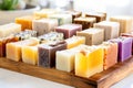 assortment of different homemade soap bars