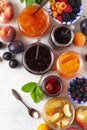 Assortment of different jams in jars Royalty Free Stock Photo