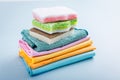 Assortment of different sponges and cleaning rags, with fiber cloth and duster microfiber cloth Royalty Free Stock Photo