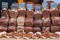 Assortment of different types of homemade rye cereals black bread