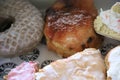 Assortment of donuts in a box for breakfast