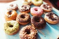 Assortment of donuts on a table Royalty Free Stock Photo