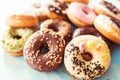 Assortment of donuts on a table Royalty Free Stock Photo