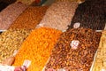 Assortment of dried fruits. Marrakech . Morocco Royalty Free Stock Photo