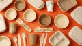 Assortment Of Eco Friendly Disposable Tableware sustainable Royalty Free Stock Photo