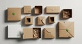 Assortment of eco-friendly packaging boxes on Royalty Free Stock Photo