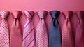 Assortment of elegant ties on pink background