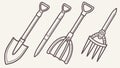 Assortment of Essential Garden Tools Collection Vector, vector design Generative AI Royalty Free Stock Photo