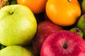 Assortment of exotic fruits  guava and orange and red apple on  background fruit health food Royalty Free Stock Photo