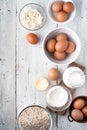 Assortment of farm products on the white wooden table Royalty Free Stock Photo