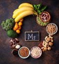 Assortment of food containing magnesium Royalty Free Stock Photo