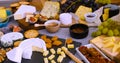 An assortment of French and British cheese