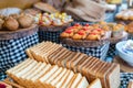 Assortment of fresh bread on table in buffet Royalty Free Stock Photo