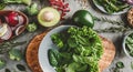 Assortment of fresh organic farmer vegetables food for cooking vegan vegetarian diet and nutrition. Royalty Free Stock Photo