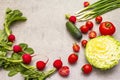 Assortment fresh organic vegetables. Food cooking stone background Royalty Free Stock Photo