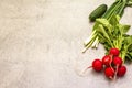 Assortment fresh organic vegetables. Food cooking stone background Royalty Free Stock Photo