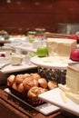 Assortment of fresh pastry on table in buffet