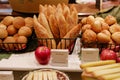 Assortment of fresh pastry on table in buffet Royalty Free Stock Photo