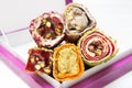 Close-up of turkish delight in a gift box isolated Royalty Free Stock Photo