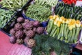 Assortment of fresh vegetables at the market.