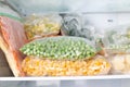 Assortment of frozenVegetables in home fridge. Frozen food Royalty Free Stock Photo