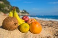 Assortment fruit at the beach